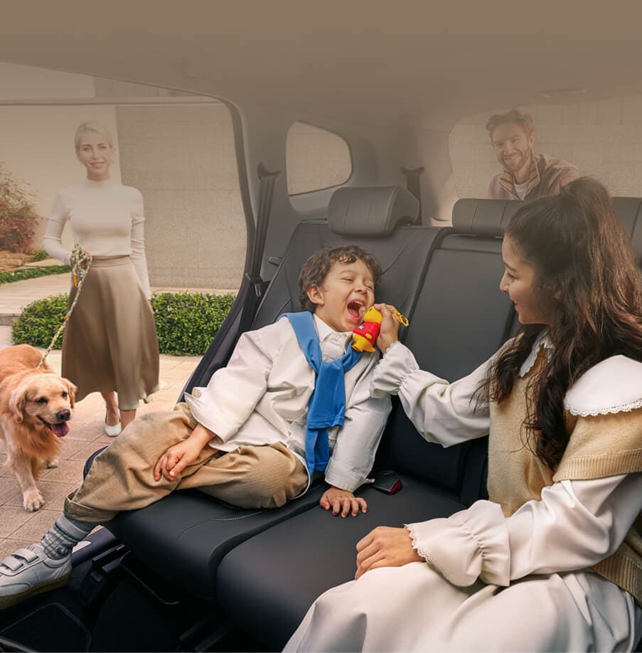 Family in car